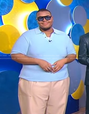 Scot Louie’s blue polo shirt on Good Morning America