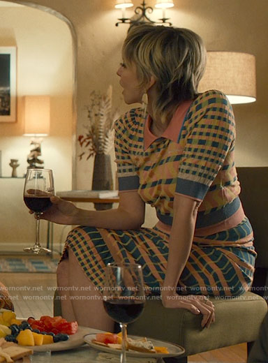 Serena’s pastel geometric print knit top and skirt set on Based on a True Story
