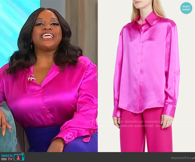 Sergio Hudson Printed Button-Up Silk Shirt worn by Sherri Shepherd on Sherri