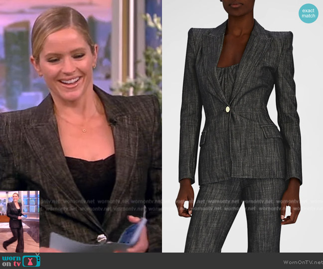 Sergio Hudson Single-Breasted Heathered Blazer Jacket worn by Sara Haines on The View