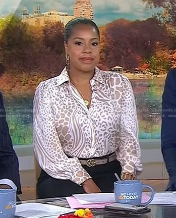 Sheinelle’s white animal print blouse on Today