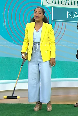 Sheinelle’s chambray jumpsuit and yellow blazer on Today