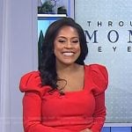 Sheinelle’s red puff sleeve square neck sweater on Today
