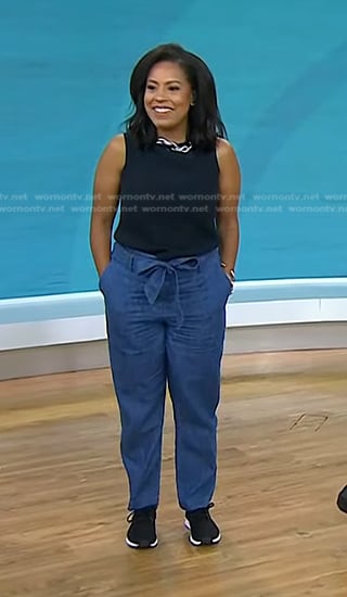 Sheinelle’s chambray tie waist pants on Today