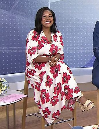 Sheinelle’s white and red floral print dress on Today