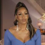 Sheree’s blue twisted confessional dress on The Real Housewives of Atlanta