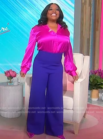 Sherri’s pink satin blouse and pants on Sherri