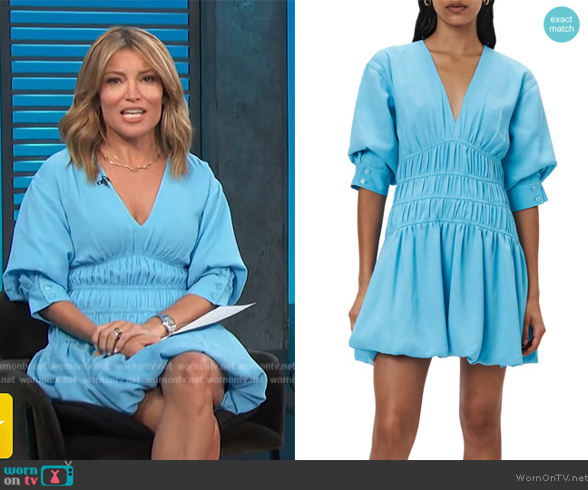 Simkhai Shirred Bubble Dress worn by Kit Hoover on Access Hollywood