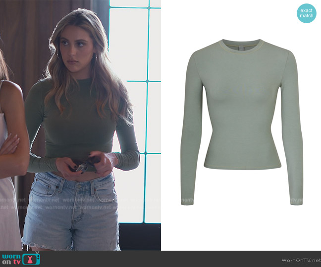 Skims Cotton Jersey Long Sleeve Tee worn by Sophia Stallone on The Family Stallone