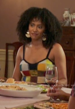 Sondi’s patchwork tank top on Run the World
