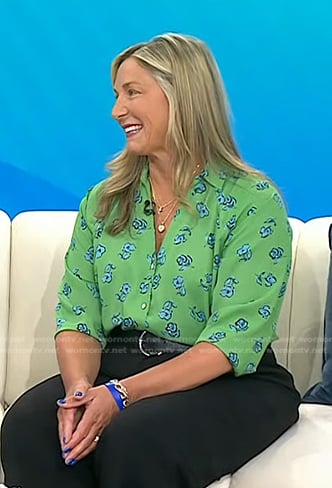 Stacy Chapin’s green floral button down shirt on Today