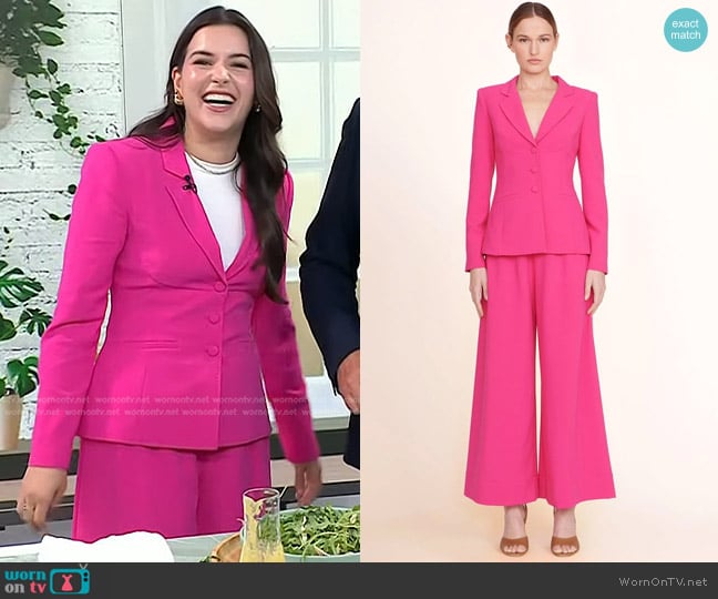 Staud Carson Blazer in Magenta worn by Elena Besser on Today