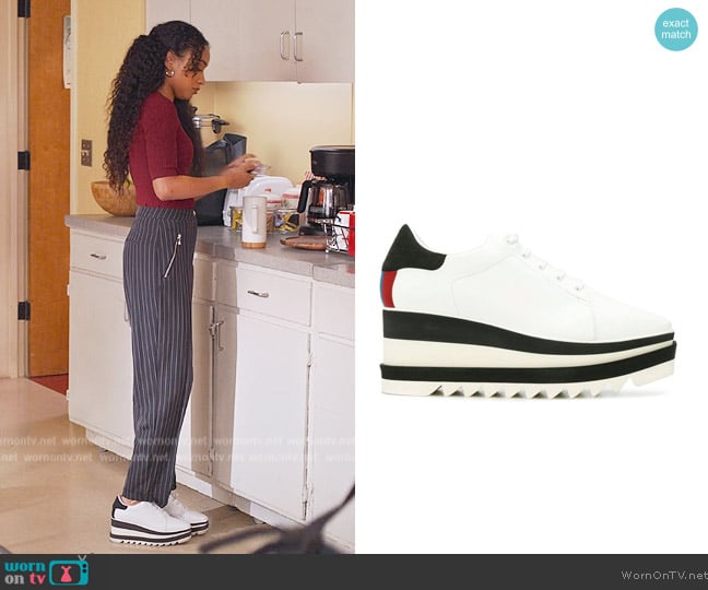 Stella McCartney Elyse striped platform sole sneakers worn by (Genneya Walton) on Never Have I Ever