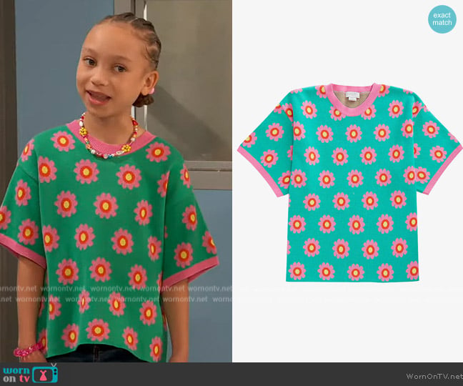 Stella McCartney Floral-print cotton-knit T-shirt worn by Alice Baxter (Mykal-Michelle Harris) on Ravens Home