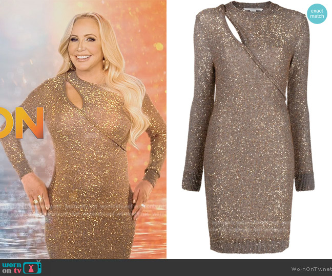 Stella McCartney Sequin-embellished knitted dress worn by Shannon Beador on The Real Housewives of Orange County