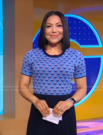 Stephanie’s blue floral sweater dress on Good Morning America