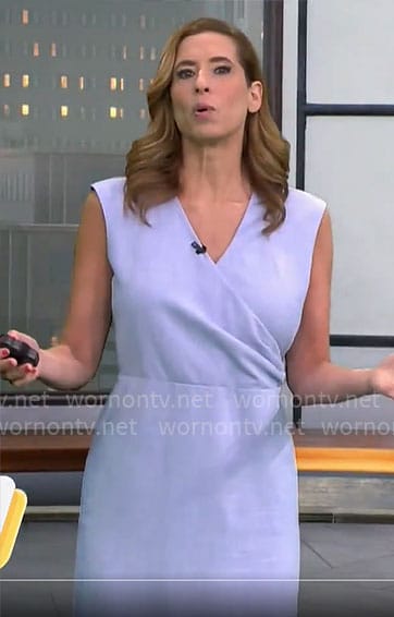 Stephanie Abrams’ light blue cross front dress on CBS Mornings