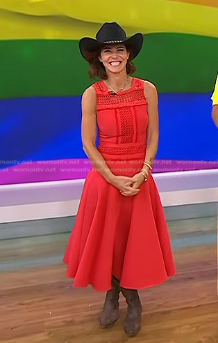Stephanie Ruhle’s red sleeveless flare dress on Today