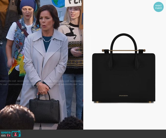 Strathberry Midi Leather Tote in Black worn by Margaret Wright (Marcia Gay Harden) on So Help Me Todd