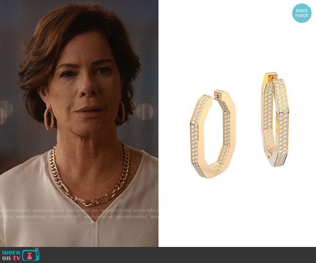 Swarovski Dextera Hoop Earrings worn by Margaret Wright (Marcia Gay Harden) on So Help Me Todd