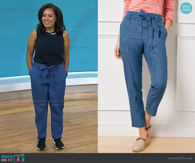 Talbots Tie Waist Slim Ankle Pants worn by Sheinelle Jones on Today