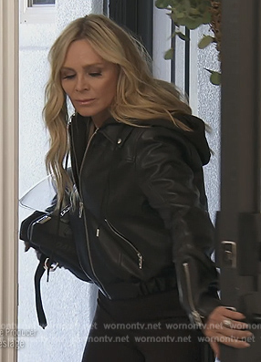 Tamra’s black leather moto jacket on The Real Housewives of Orange County