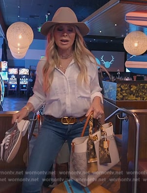 Tamra’s monogram print bag on The Real Housewives of Orange County