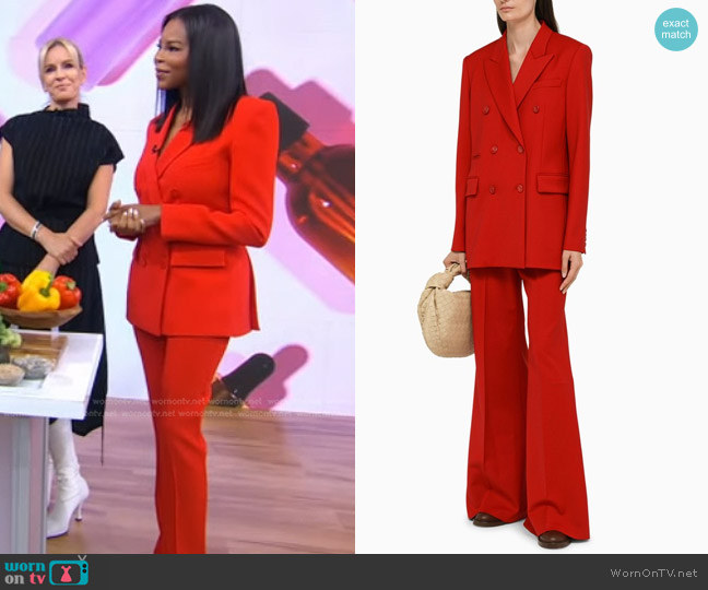 The Double F Chloe Wool Double-Breasted Blazer worn by Dr. Michelle Henry on Good Morning America