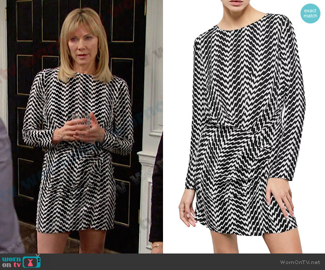 The Kooples Zig Zag Long Sleeve Mini Dress worn by Kristen DiMera (Stacy Haiduk) on Days of our Lives