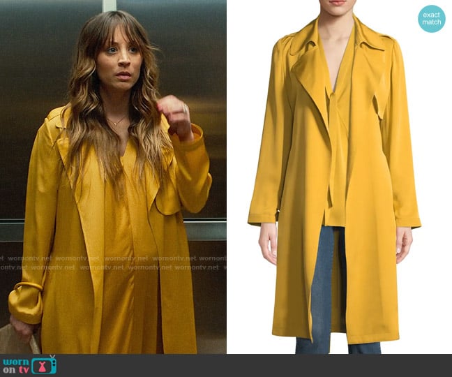 Theory Silk Belted Trench Coat worn by Ava Bartlett (Kaley Cuoco) on Based on a True Story