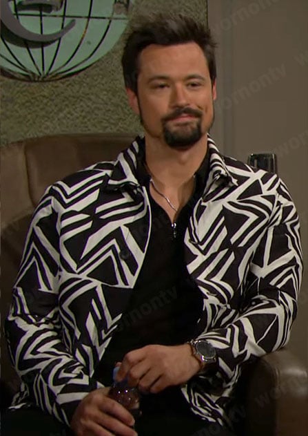Thomas’s black and white geometric print jacket on The Bold and the Beautiful