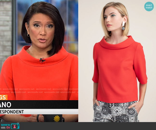 Trina Turk Kailee Top worn by Elaine Quijano on CBS Mornings