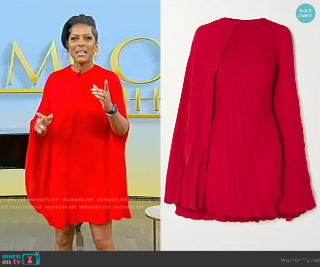 Valentino Garavani Pleated Mini Dress With Cape Detail worn by Tamron Hall on Tamron Hall Show