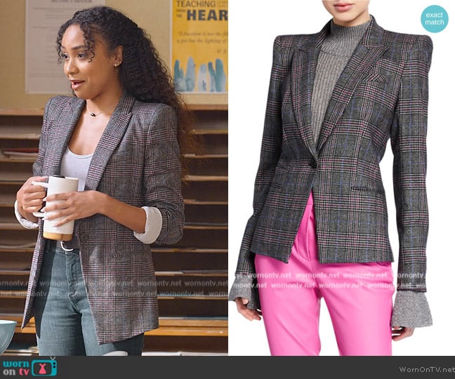 Veronica Beard Brock Strong-Shoulder Dickey Jacket worn by (Genneya Walton) on Never Have I Ever