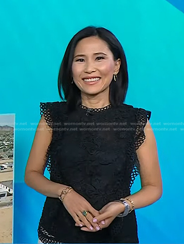 Vicky’s black ruffle lace top on Today