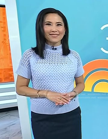Vicky’s blue open knit sweater on Today