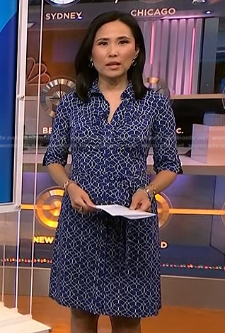 Vicky’s blue printed shirtdress on NBC News Daily