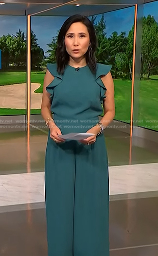 Vicky’s green ruffle jumpsuit on NBC News Daily