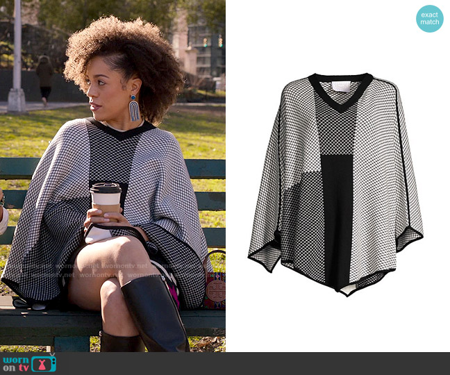 Victor Glemaud Wool Chainlink Poncho worn by Hope (Sasha Hutchings) on Run the World