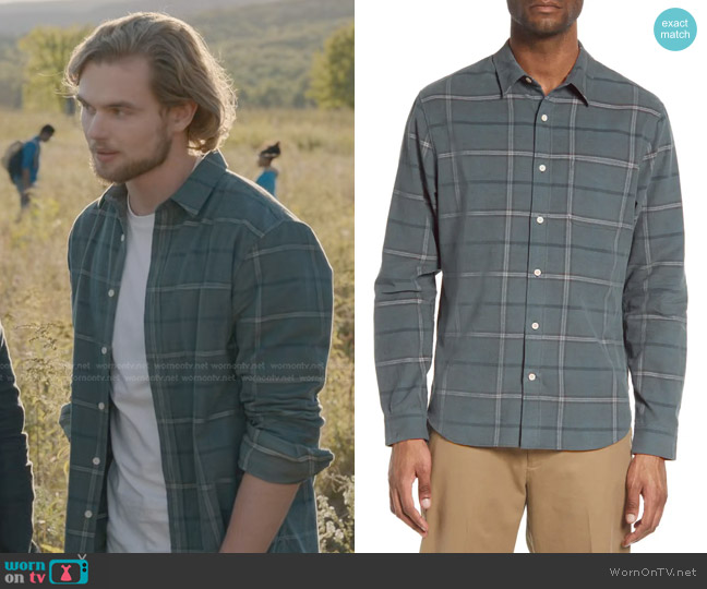 Vince Classic Fit Plaid Corduroy Button-Up Shirt worn by TJ (Garrett Wareing) on Manifest