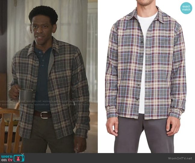 Vince Double-Face Cambria Plaid Sport Shirt worn by Adrian Shannon (Jared Grimes) on Manifest