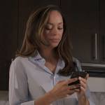 Whitney’s blue cropped shirt and pink boxers on Run the World