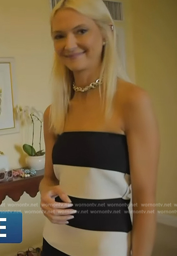 Zanna Roberts Rassi’s stripe strapless dress on Access Hollywood