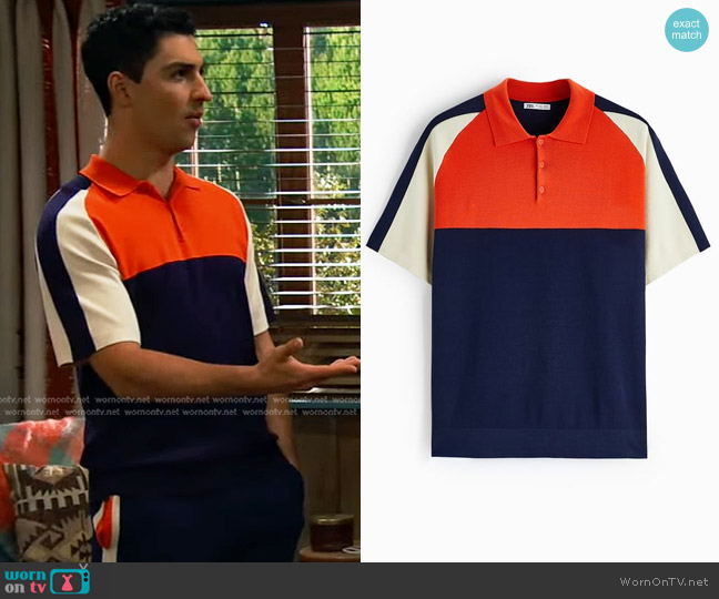 Zara Knit Color Block Polo Shirt worn by Parker Preston (Trevor Tordjman) on Bunkd