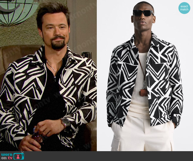 Zara Geometric Jacquard Jacket worn by Thomas Forrester (Matthew Atkinson) on The Bold and the Beautiful