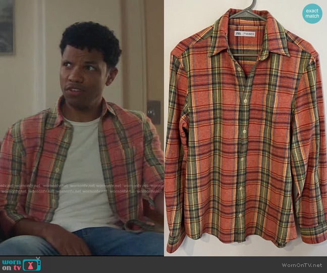 Zara Plaid Shirt worn by Ned (Tunji Kasim) on Nancy Drew