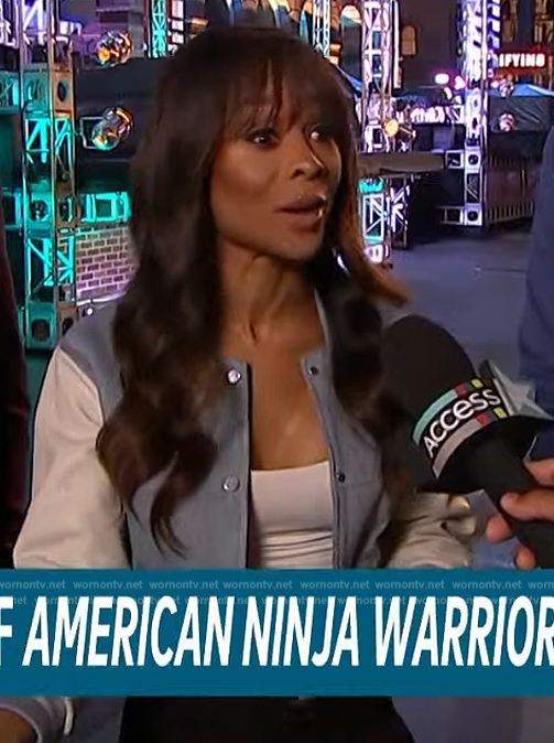 Zuri’s two-tone bomber jacket on Access Hollywood