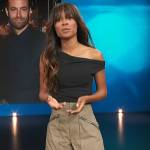 Zuri’s khaki pants with zip pockets on Access Hollywood