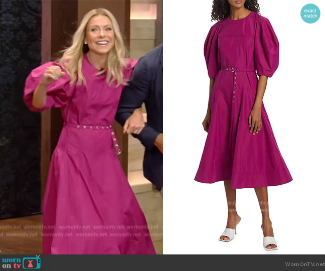 3.1 Phillip Lim Bleted Puff-Sleeve Godet Midi-Dress worn by Kelly Ripa on Live with Kelly and Mark
