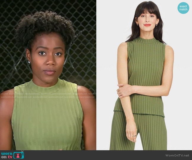 A New Day Ribbed Mock Neck Tank Top worn by Priscilla Thompson on Today